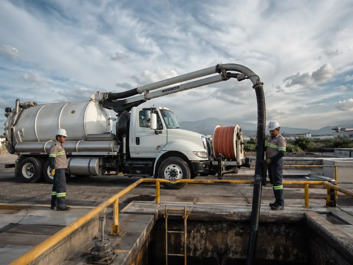 Retiro de lodos en el tanque de una planta de tratamiento
